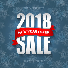 New Year 2018 sale badge, label, promo banner template. Special offer