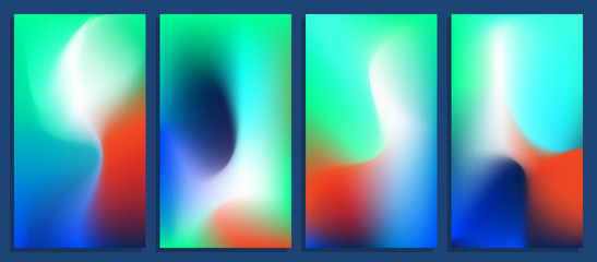 Vivid blurred holographic gradient backgrounds, vector colorful posters - obrazy, fototapety, plakaty