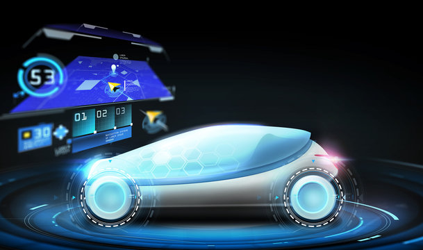 futuristic concept car with gps navigator