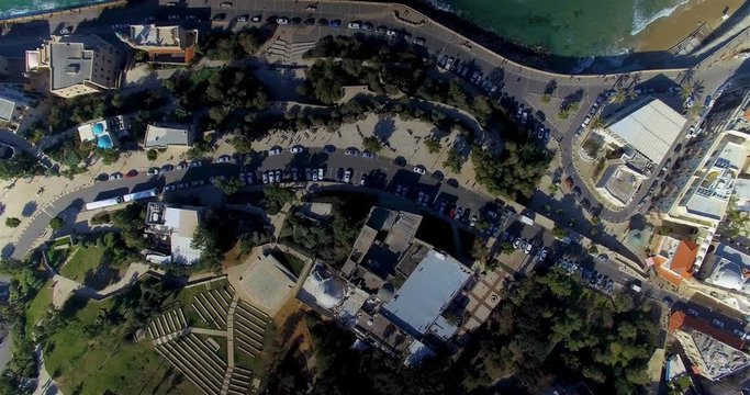 Slow rotating view of Tel Aviv near Jaffa Beach