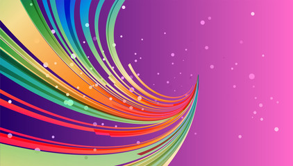 Abstract colorful curved element on purple and pink background