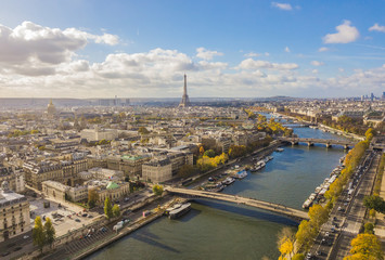 Naklejka premium Cityscape of Paris. Aerial view of city center