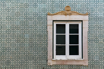 Typical Portugal architecture with colored tile