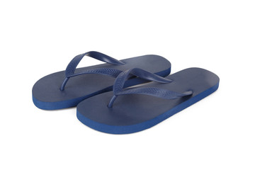 Plastic Blue Flip Flops Slippers on White
