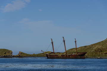 Fototapeta na wymiar Bayard wreck in Ocean harbour on South Georgia