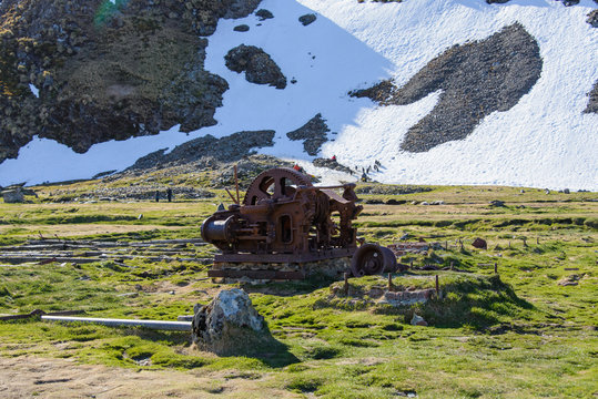 Old locomotive on the whaling station on South Georgia