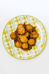 wok fried Scallops stir fry with sweet peppers and chinese vegetables