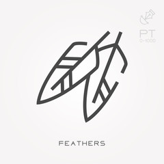 Line icon feathers