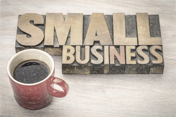 small business word abstract in wood type