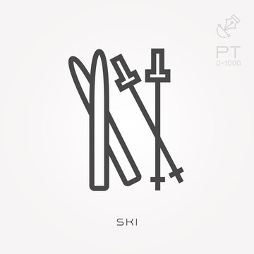 Line icon ski