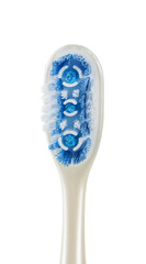 Bristles manual toothbrush, isolated on white. Close-up