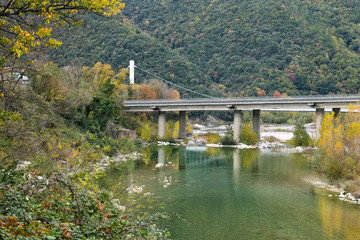 Fototapeta premium Bridge over the Magra River, Lunigiana, Italy