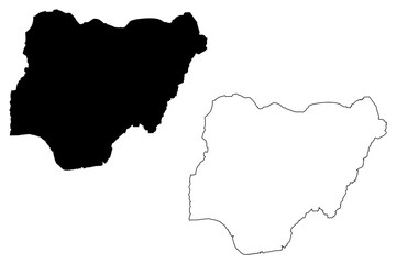 Nigeria map vector illustration, scribble sketch Federal Republic of Nigeria - obrazy, fototapety, plakaty