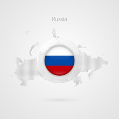Russia map dotted vector sign. Isolated Russian flag circle symbol. Eastern Europe country illustration icon for presentation, project, advertisement, sport event, travel, concept, web design