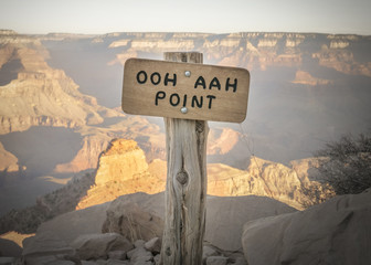 Ooh Aah Point Sign At The South Kaibab Hiking Trail In Grand Can