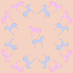Horse stylized  pattern. Hand drawn.