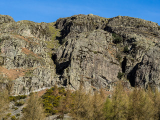 Rocky cliff used for Rock Climbing in Langdale Lake District