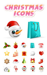 Christmas Time ! Set of Elements on White Background . Isolated Vector Illustration 