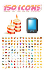 Set of Realistic Cute Icons on White Background . Isolated Vector Illustration 