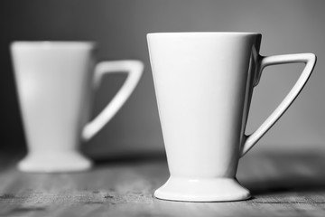 White mug on the desktop