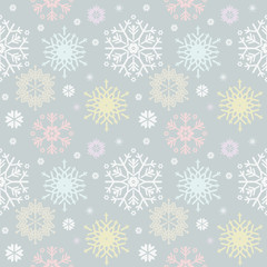 Cute seamless pattern with snowflakes