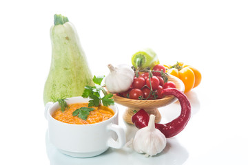 Stewed steamed zucchini with vegetables