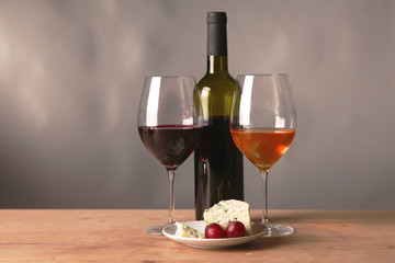 bottle of wine and glass on the table
