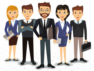 Business team of employees and the boss illustration
