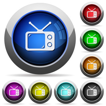 Vintage retro television round glossy buttons