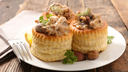 puff pastry stuffed with chicken and cream