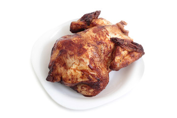 Pieces of chicken on a white background