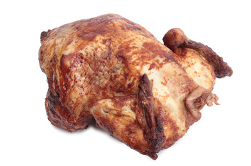 Pieces of chicken on a white background