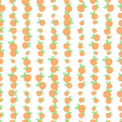 Seamless pattern with oranges in simple flat style. Endless wrap background.