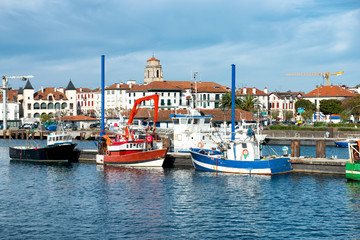 Fishing harbor of St Jean de Luz in the Basque Country, France