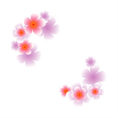 Fototapeta na wymiar Flying Pink Purple flowers isolated on white background. Apple-tree flowers. Cherry blossom. Vector