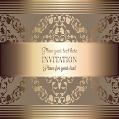 Abstract background , luxury beige and gold vintage frame, victorian banner, damask floral wallpaper ornaments, invitation card, baroque style booklet, fashion pattern, template for design