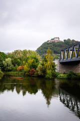 Fototapeta na wymiar The Danube River in the Bavarian countryside in the fall