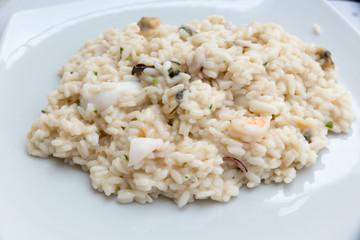 Delicious risotto with seafood