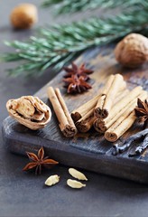 Christmas traditional  spices and nuts .