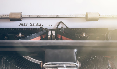Dear Santa written on vintage manual typewriter