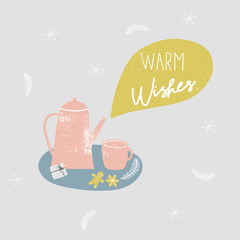 Warm Wishes Christmas Card template, vector illustration - 180900167
