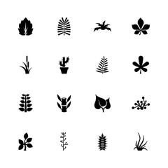 Plants icons - Expand to any size - Change to any colour. Flat Vector Icons - Black Illustration on White Background.