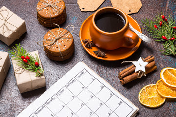 Hand written calendar, New year concept