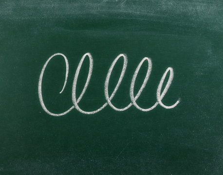 Spiral line on chalkboard, blackboard texture
