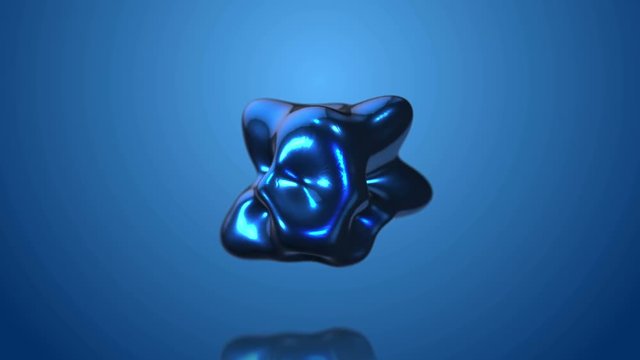 Glossy mercury elastic 3D shape. 4K UHD technology video seamless looping background.