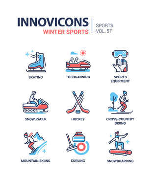 Winter sports - line design icons set