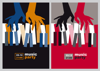hands and piano keys vector illustration. modern concept jazz concert poster © galyna_p