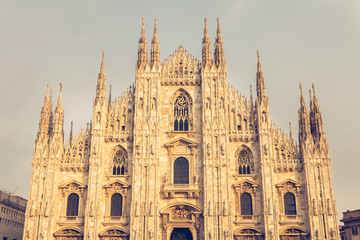 Fototapeta premium detail of the facade of Milan Cathedral