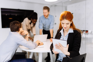 CEO of company holding tablet