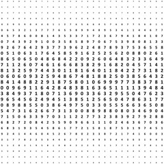 Halftone numbers background. Halftone effect vector pattern. Circle digits isolated on the white background.